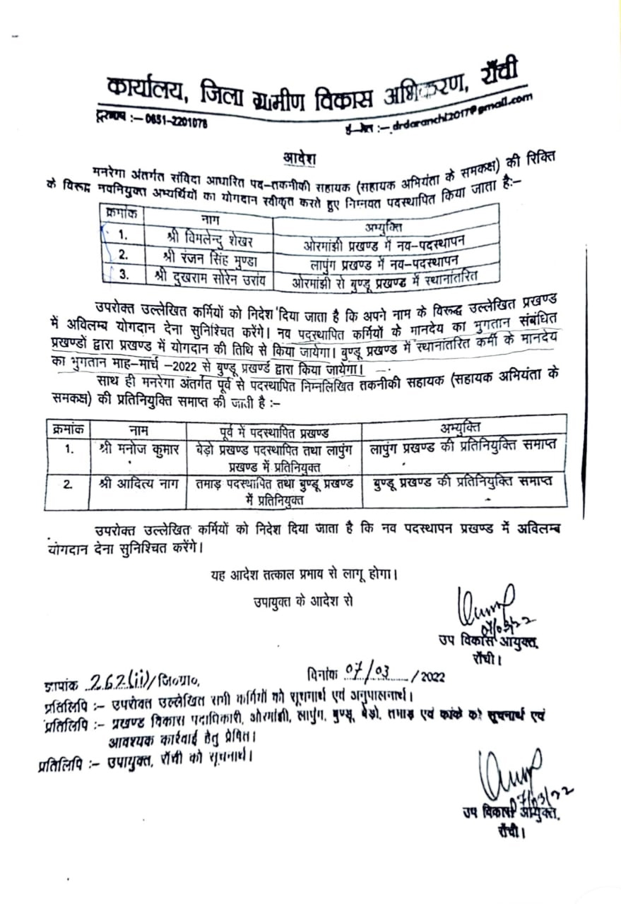 मनरेगा बहाली घोटाला: रांची में रद्द नियुक्ति के बाद भी हुई पोस्टिंग!
