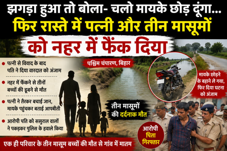 दिल दहला देने वाली वारदात, पिता ने पत्नी और 3 बच्चों को नहर में फेंका दिल दहला देने वाली वारदात, पिता ने पत्नी और 3 बच्चों को नहर में फेंका