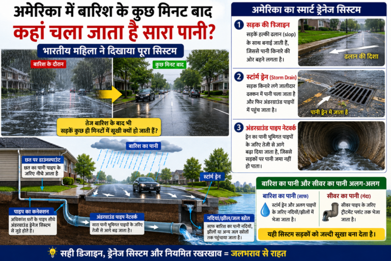 ऐसा सड़क जहाँ बारिश के कुछ मिनट बाद कहां चला जाता है पानी? वायरल वीडियो में समझिए पूरा सिस्टम अमेरिका में बारिश के कुछ मिनट बाद कहां चला जाता है पानी? वायरल वीडियो में समझिए पूरा सिस्टम