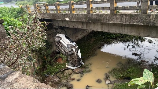 तेज रफ्तार कार पुल से नीचे गिरी, चार युवक घायल; नशे में होने की आशंका तेज रफ्तार कार पुल से नीचे गिरी, चार युवक घायल; नशे में होने की आशंका