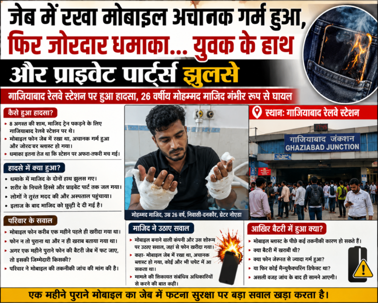 जेब में रखा मोबाइल गर्म होकर फटा, युवक के हाथ और प्राइवेट पार्ट झुलसे जेब में रखा मोबाइल गर्म होकर फटा, युवक के हाथ और प्राइवेट पार्ट झुलसे