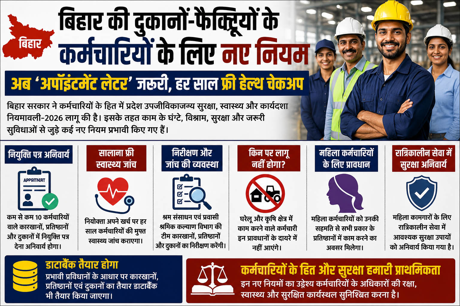 बिहार में दुकानों-फैक्ट्रियों के कर्मचारियों के लिए नए श्रम नियम लागू