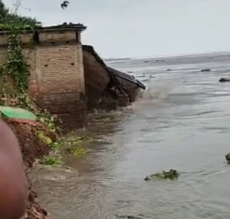 भागलपुर में गंगा का कहर, इंग्लिश गांव के दर्जनों घर खतरे में भागलपुर में गंगा का कहर, इंग्लिश गांव के दर्जनों घर खतरे में