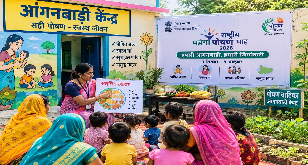 बिहार के 1.17 लाख आंगनबाड़ी केंद्रों तक पहुंचा पोषण माह अभियान