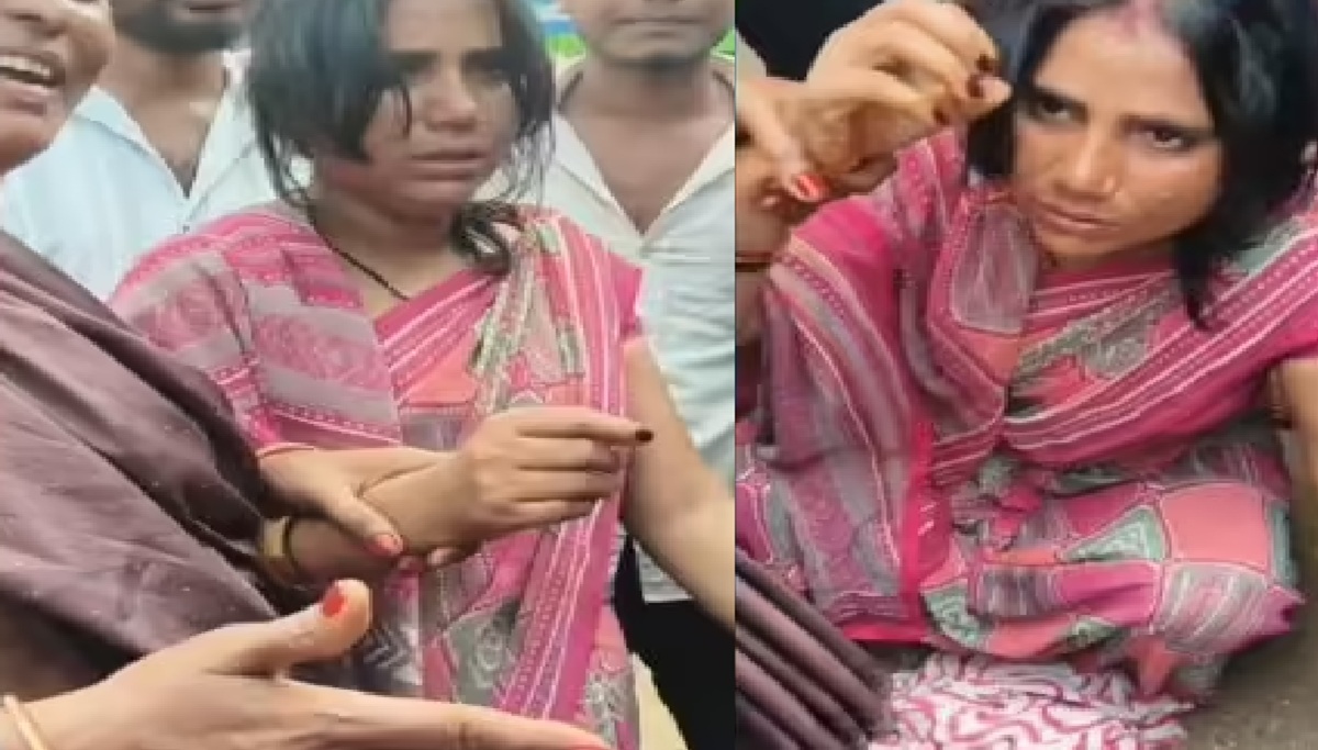 यात्रियों ने महिला को पकड़ा